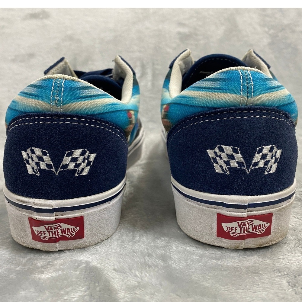 Vans Old Skool Checkered Flags Racing ComfyCush Skate Shoes Men 9 Navy Blue Rare